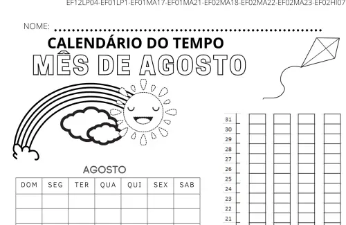 calendário do tempo mês de agosto